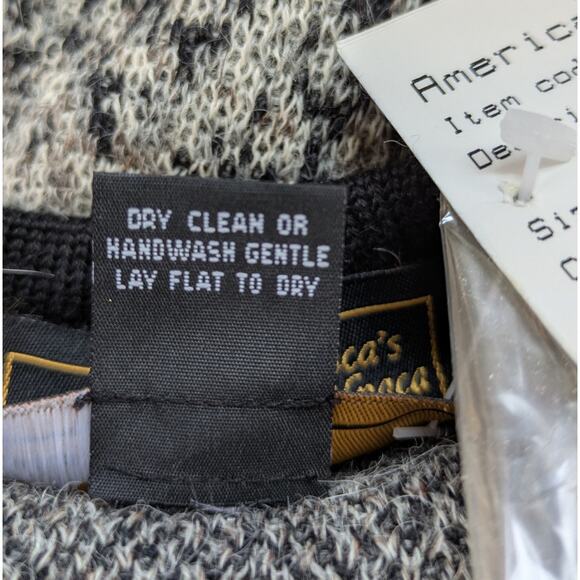 NEW Americas Alpaca Vest XL Gray White Black Tapestry Knit Alpaca Wool Preppy - Picture 12 of 12